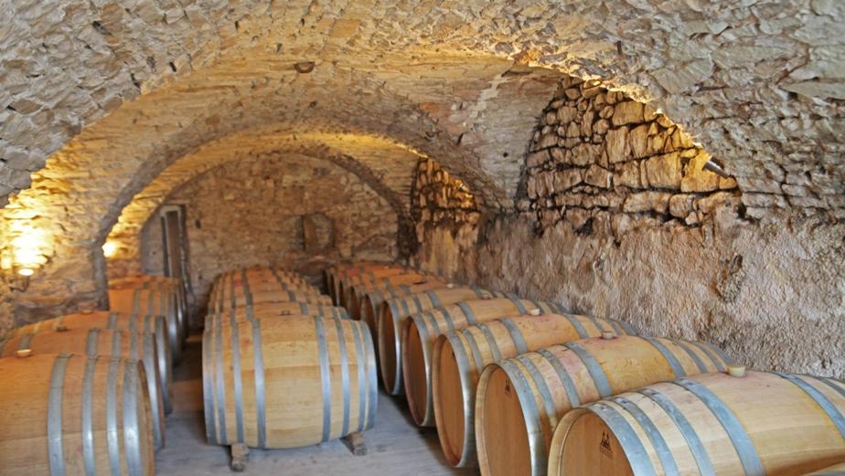 vault from the wine cellar in Chateau de Lancyre AOC Coteaux du Languedoc Pic Saint Loup